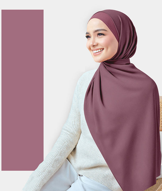 Chiffon Plain Rectangular Hijab in SA10 Purple color