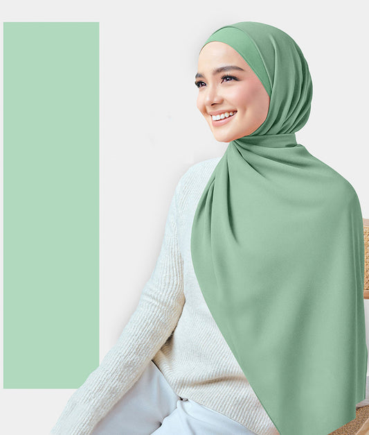 Chiffon Plain Rectangular Hijab in SA16 Mint color