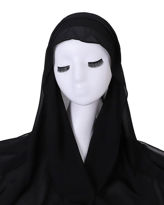 Instant Everyday Chiffon hijab with a pre-sewn jersey underscarf cap in Color 1 Black