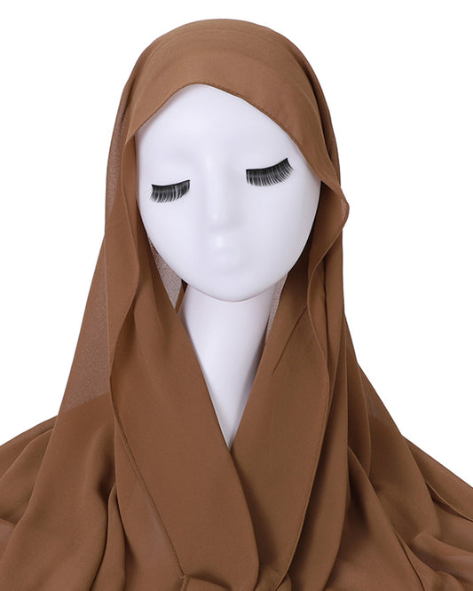 Instant Everyday Chiffon hijab with a pre-sewn jersey underscarf cap in Color 6 Brown
