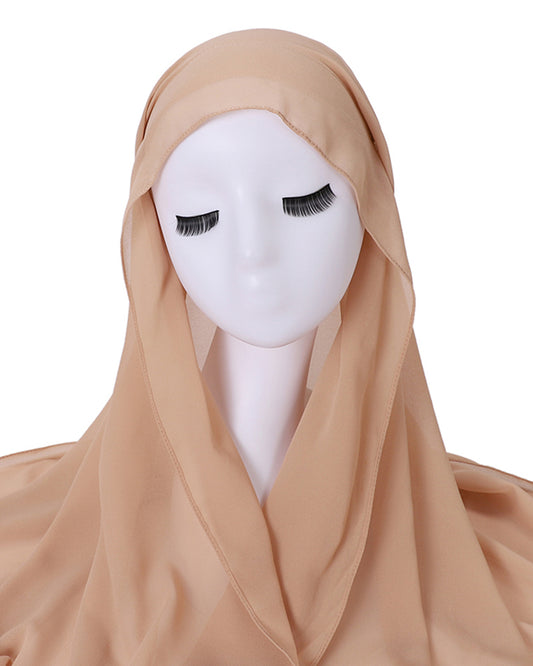 Instant Everyday Chiffon hijab with a pre-sewn jersey underscarf cap in Color 10 Tan