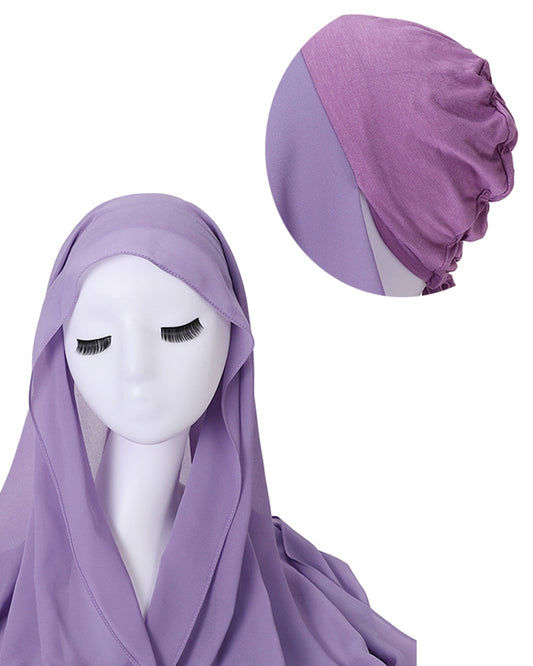 Instant Everyday Chiffon hijab with a pre-sewn jersey underscarf cap in Color 13 Purple