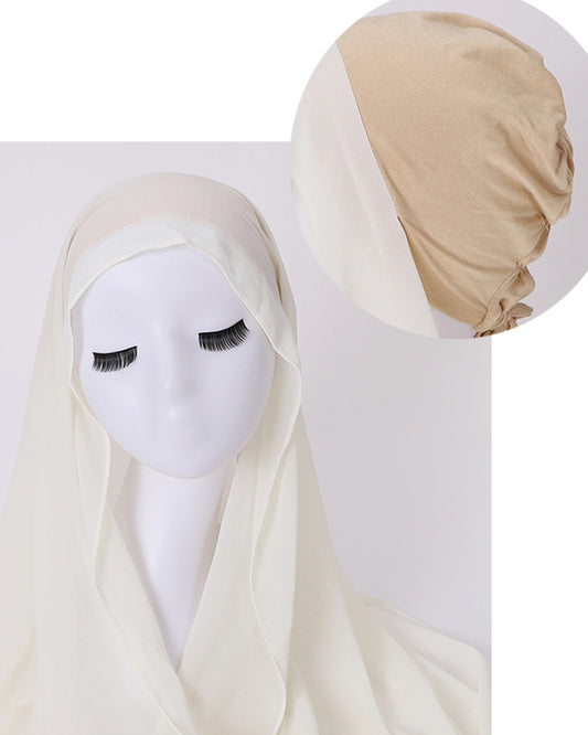 Instant Everyday Chiffon hijab with a pre-sewn jersey underscarf cap in Color 14 Off White