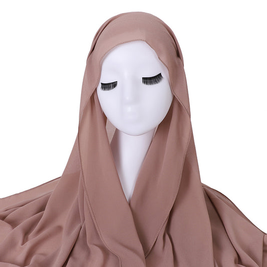 Instant Everyday Chiffon hijab with a pre-sewn jersey underscarf cap in Color 17 Mink