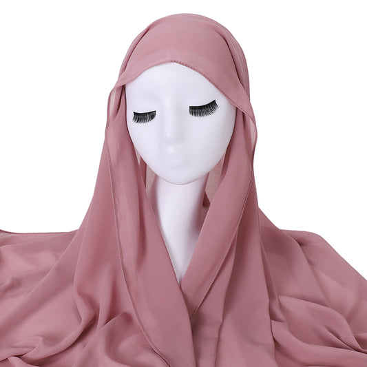 Instant Everyday Chiffon hijab with a pre-sewn jersey underscarf cap in Color 18 Rose