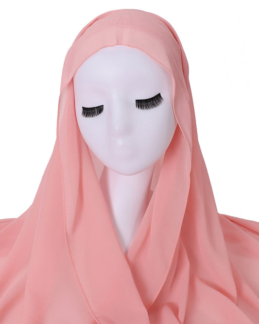 Instant Everyday Chiffon hijab with a pre-sewn jersey underscarf cap in Color 19 Coral