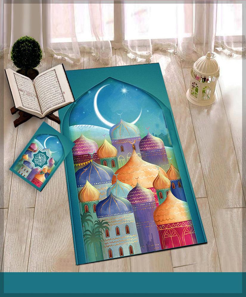 Akvarel Prayer Rug Muslim Mat Islamic Sajadah for Kids Men Women with Quran Box for Eid Travel Ramadan Soft Luxury Pin - ANNAH HARIRI