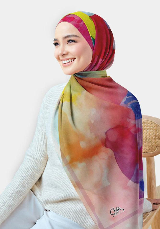 Bubble Gum Printed Chiffon Hijab - ANNAH HARIRI