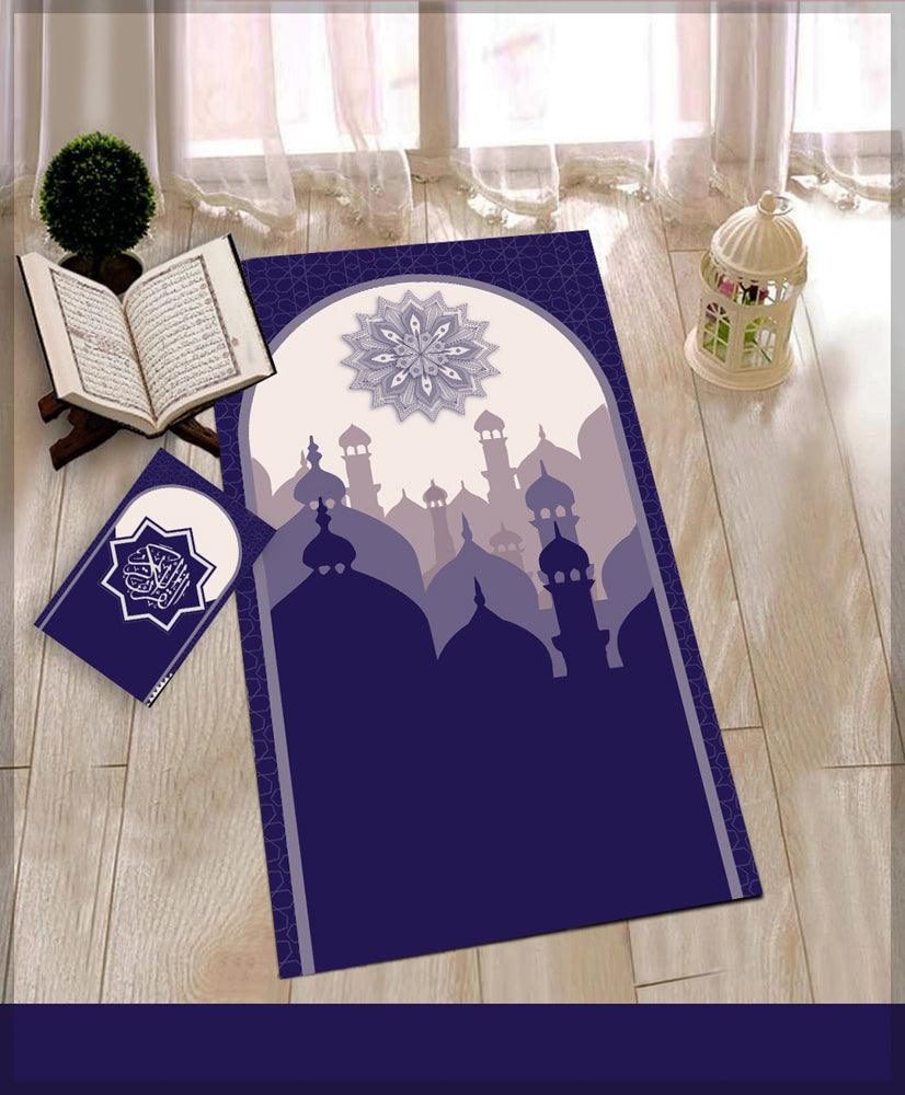 Daala Purple Prayer Rug Muslim Mat Islamic Sajadah for Kids Men Women with Quran Box for Eid Travel Ramadan Soft Luxury Pin - ANNAH HARIRI