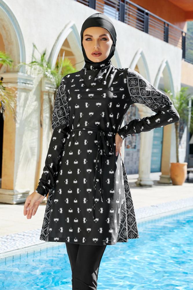 FeiFei Set Muslim Swimsuits Full Coverage Long Sleeve Swimwear Burkini Hijab - ANNAH HARIRI