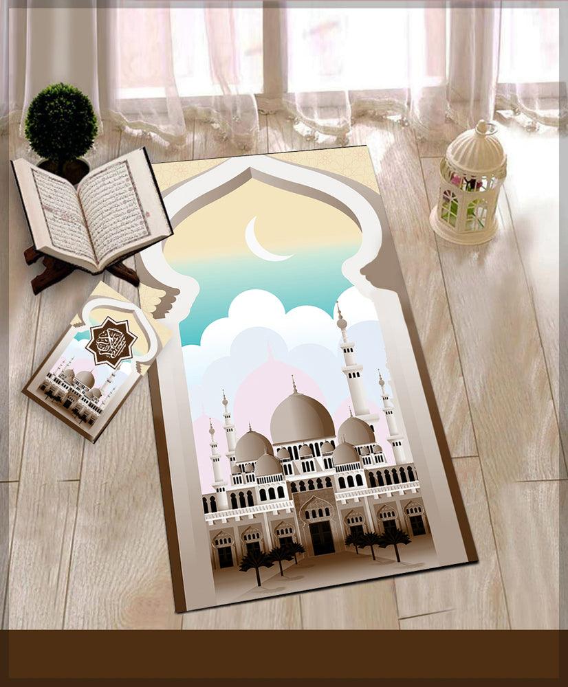 Kazka Mink Prayer Rug Muslim Mat Islamic Sajadah for Kids Men Women with Quran Box for Eid Travel Ramadan Soft Luxury Pin - ANNAH HARIRI