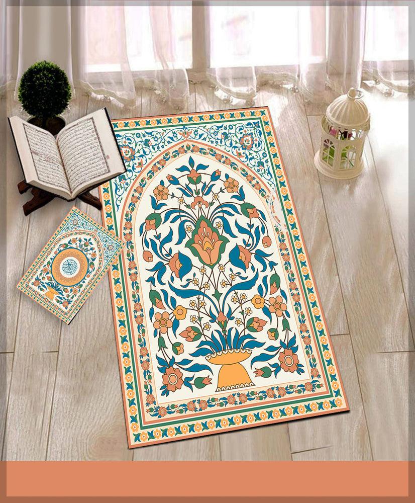 Lale Prayer Rug Muslim Mat Islamic Sajadah for Kids Men Women with Quran Box for Eid Travel Ramadan Soft Luxury Pin - ANNAH HARIRI