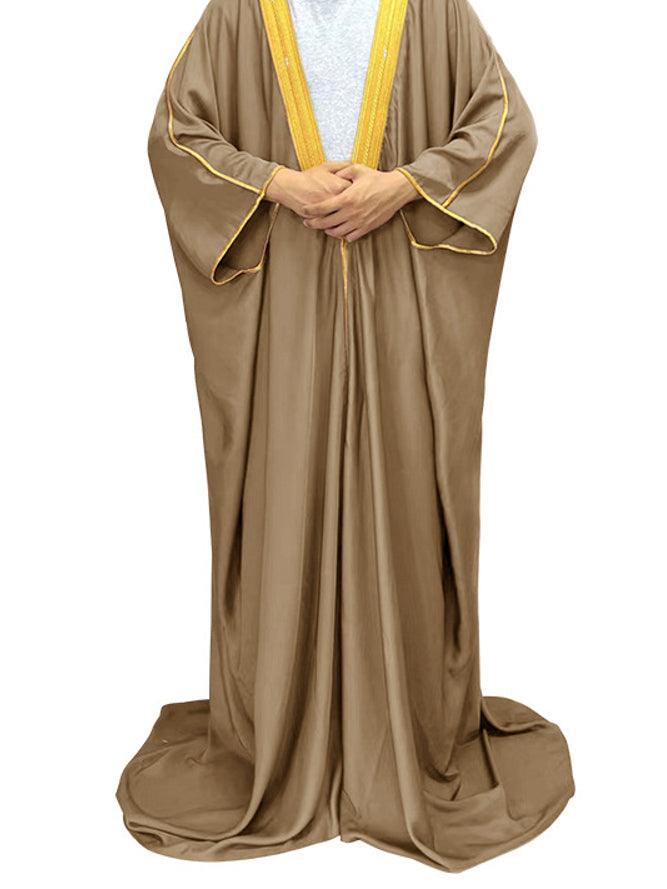 Mens Beige Bisht Cloak Arab Dress Thobe Saudi Robe Eid Size Adult - ANNAH HARIRI