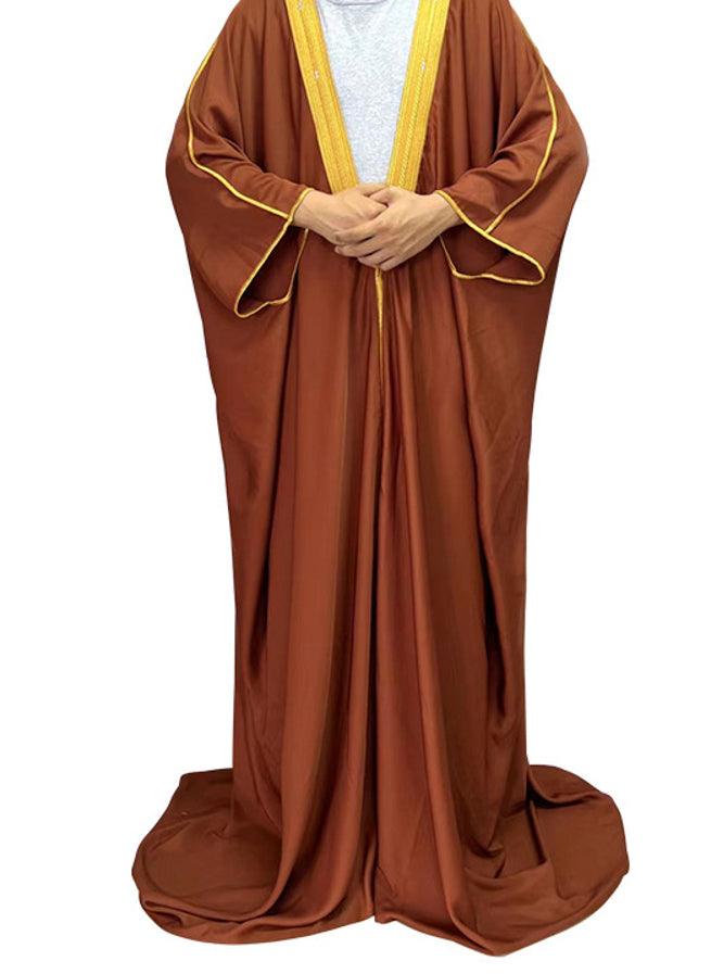 Mens Brown Cloak Arab Dress Thobe Saudi Robe Eid Size Adult - ANNAH HARIRI