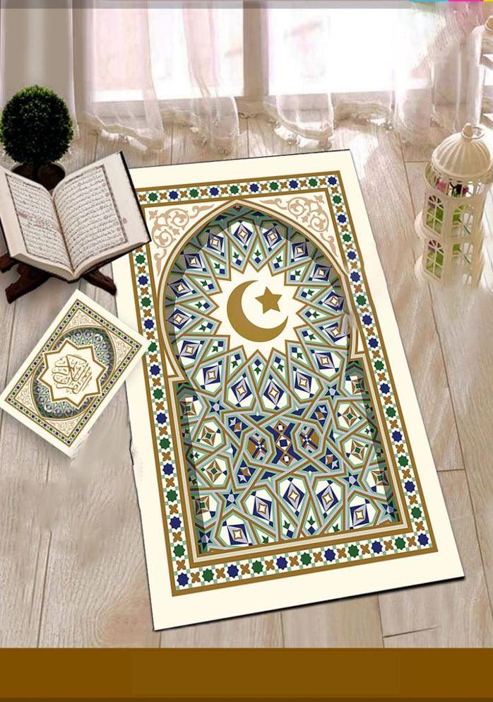 Mosaic Prayer Rug Muslim Mat Islamic Sajadah for Kids Men Women with Quran Box for Eid Travel Ramadan Soft Luxury Pin - ANNAH HARIRI