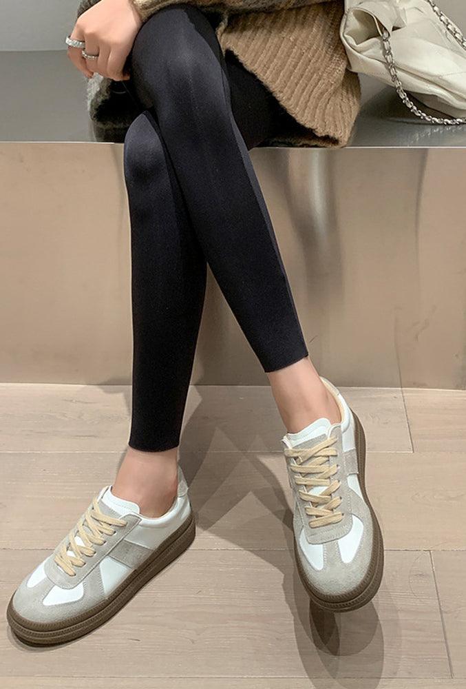NūrSole Beige Women's Fashion Sneaker Lace Up Low Top Comfortable Cushioned Walking Shoes - ANNAH HARIRI