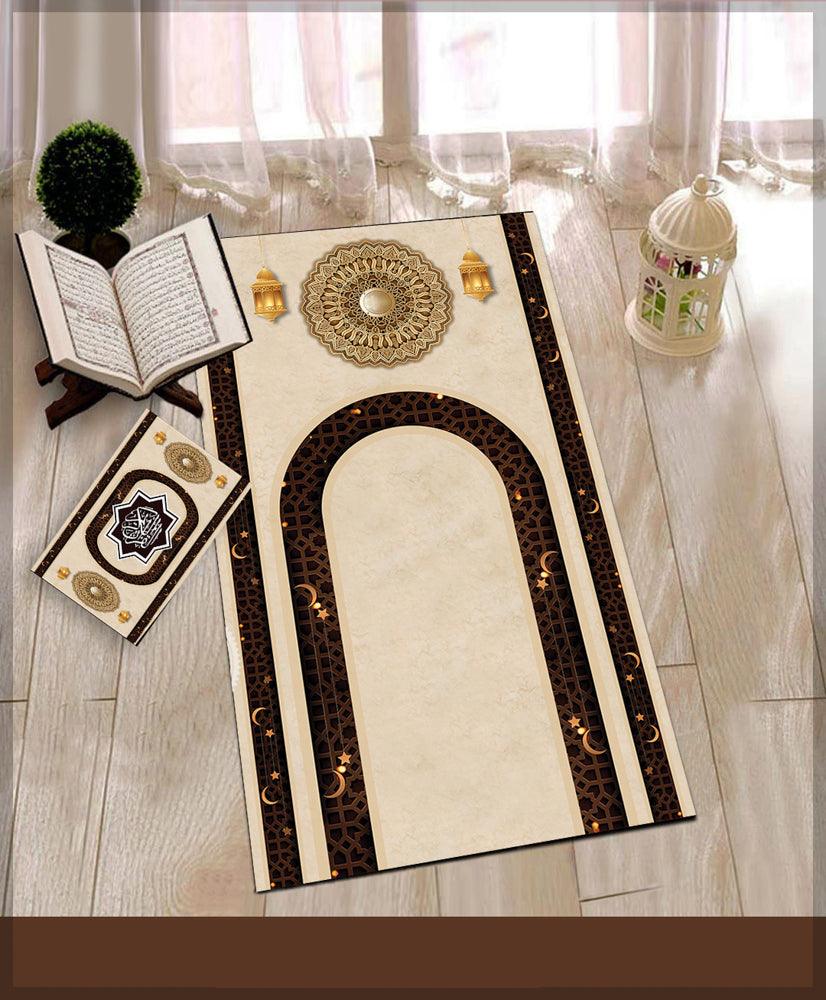 Ornamenta Prayer Rug Muslim Mat Islamic Sajadah for Kids Men Women with Quran Box for Eid Travel Ramadan Soft Luxury Pin - ANNAH HARIRI