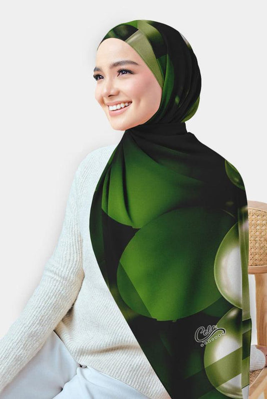 Pea Printed Chiffon Hijab - ANNAH HARIRI