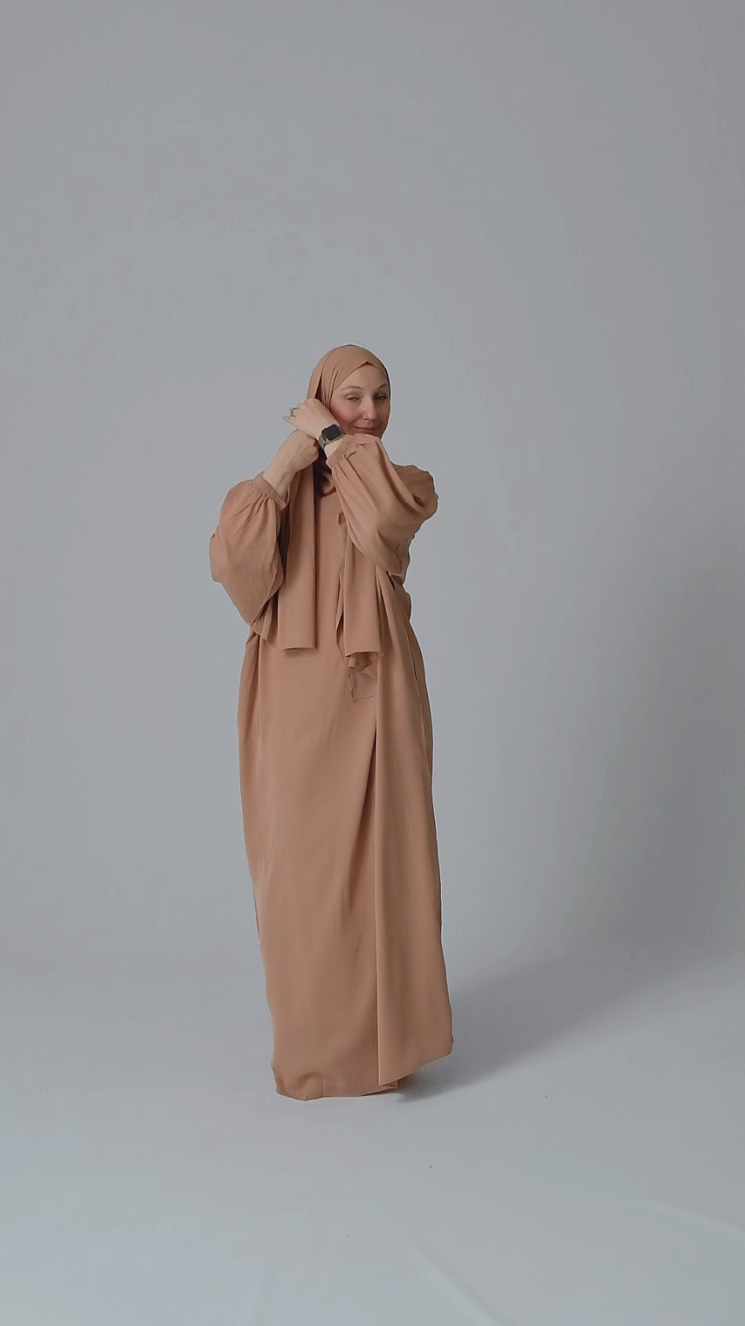Umrah outfit in brown khaki