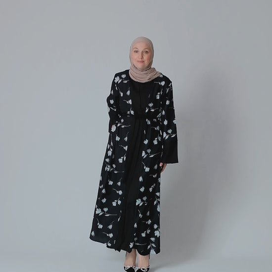 Black Abaya with Contrast Detail
