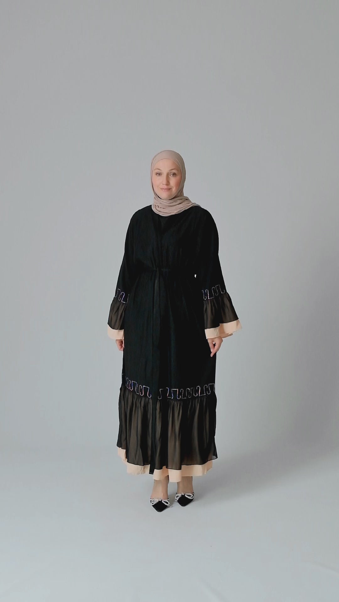Contrast chiffon abaya