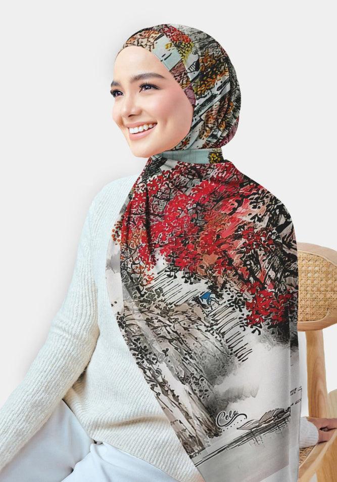 Sakoora Printed Chiffon Hijab - ANNAH HARIRI