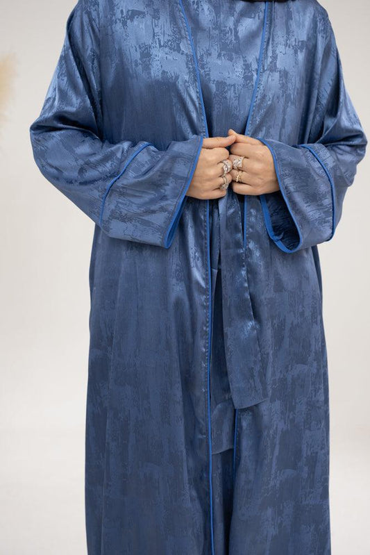 Slip dress for Miiriam abaya throw over sleeves maxi length in Blue - ANNAH HARIRI