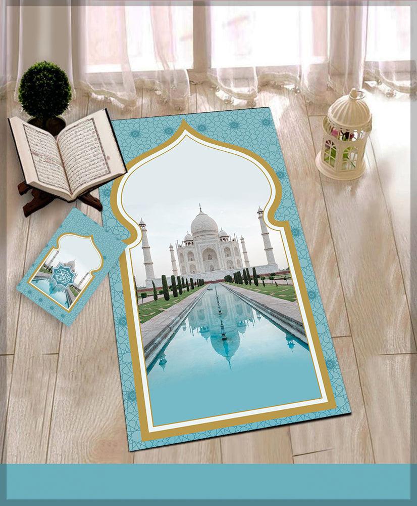 Tajj Green Prayer Rug Muslim Mat Islamic Sajadah for Kids Men Women with Quran Box for Eid Travel Ramadan Soft Luxury Pin - ANNAH HARIRI