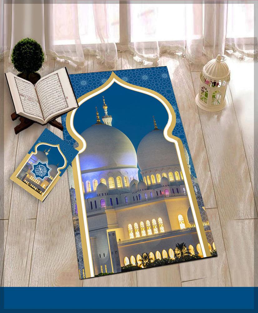 Tarawih Prayer Rug Muslim Mat Islamic Sajadah for Kids Men Women with Quran Box for Eid Travel Ramadan Soft Luxury Pin - ANNAH HARIRI