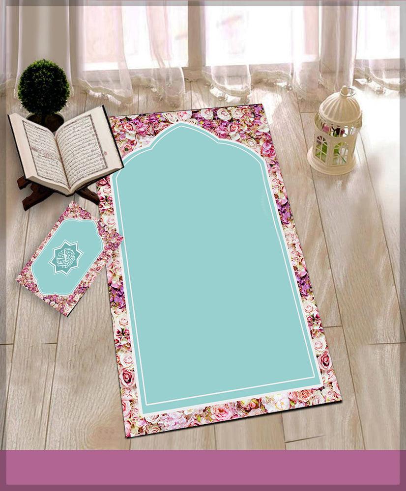 Tiffany Prayer Rug Muslim Mat Islamic Sajadah for Kids Men Women with Quran Box for Eid Travel Ramadan Soft Luxury Pin - ANNAH HARIRI