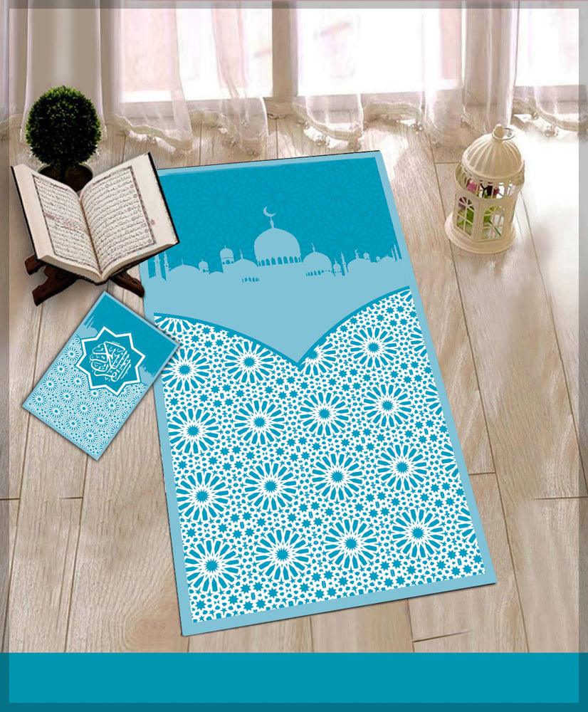 Ummu Green Prayer Rug Muslim Mat Islamic Sajadah for Kids Men Women with Quran Box for Eid Travel Ramadan Soft Luxury Pin - ANNAH HARIRI