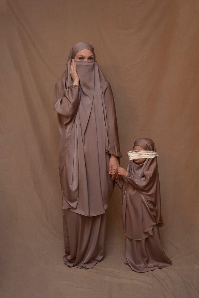 Adult Coffee prayer gown from "Mommy and Me Prayer Khimar collection - ANNAH HARIRI