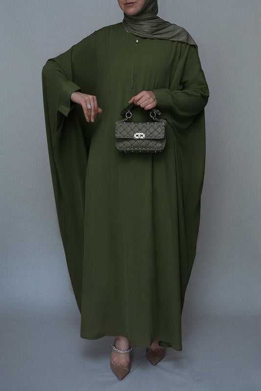 Army Green Batwing sleeve abaya for Hajj Umrah Prayer Dress For Women - ANNAH HARIRI