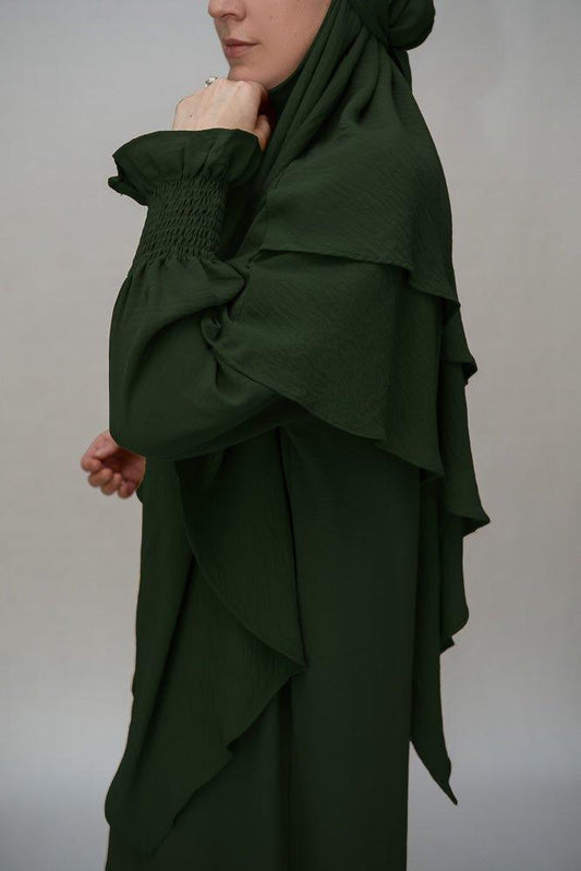 Army Green Two layer khimar niqab feature - ANNAH HARIRI
