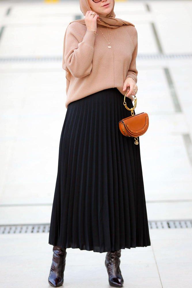 Black Plise Skirt - ANNAH HARIRI