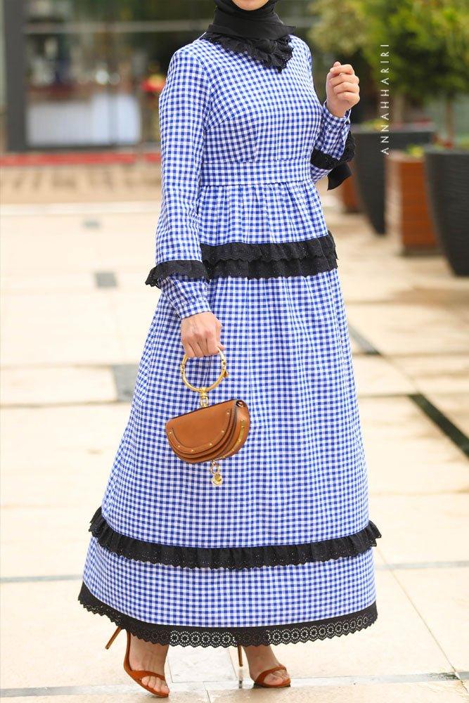 Blue Checks Dress - ANNAH HARIRI