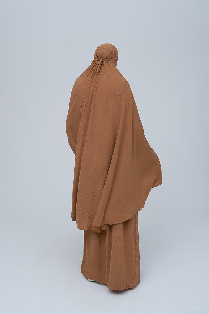 Calinia prayer gown two piece set in khaki color khimar for omrah - ANNAH HARIRI