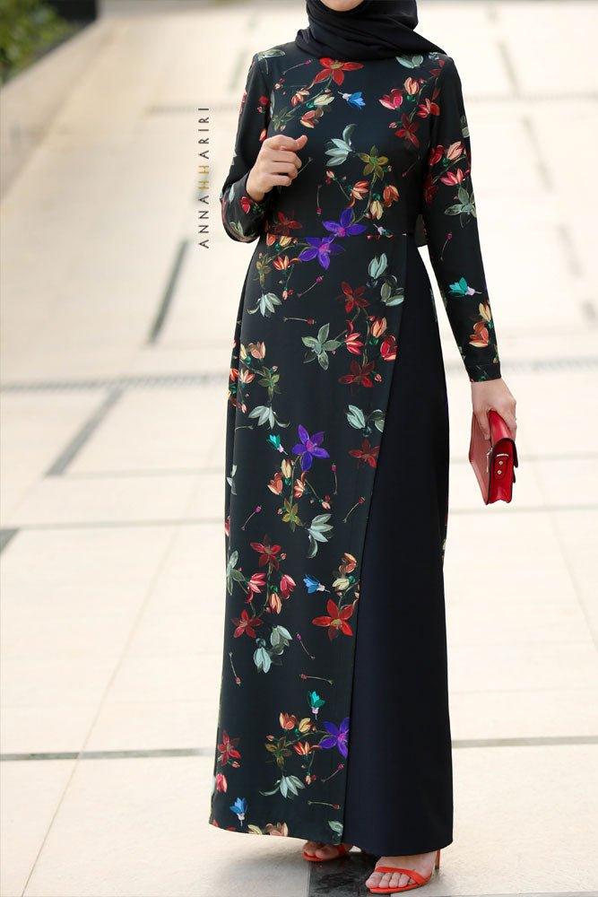 Contrast Modest Dress - ANNAH HARIRI