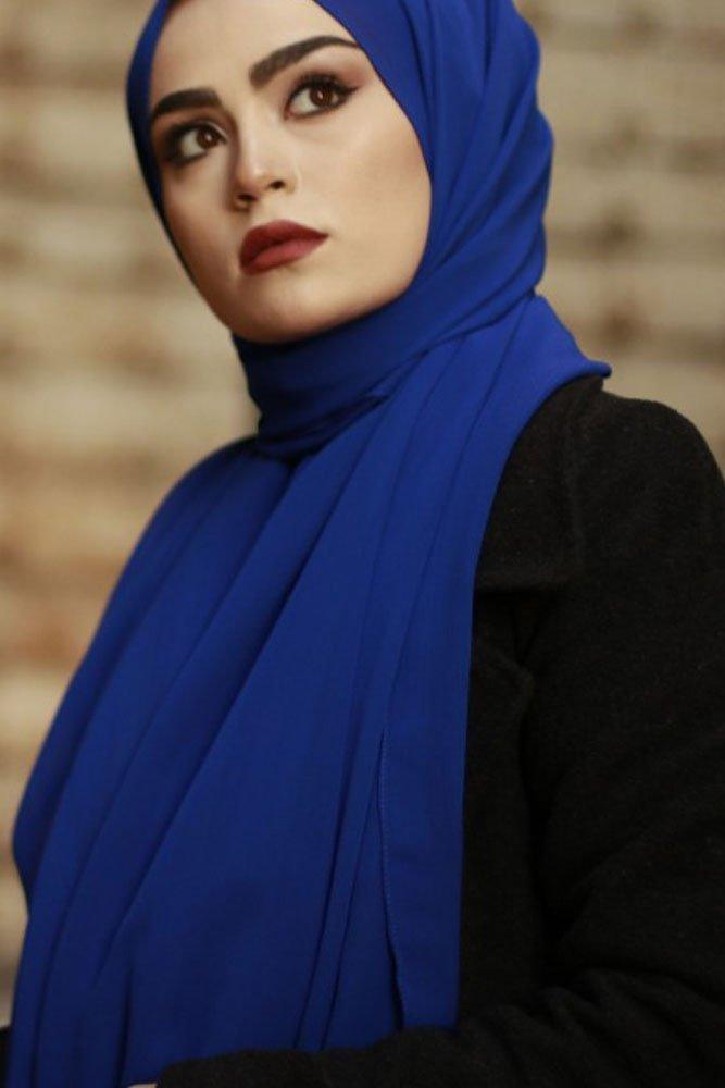 Crepe Dark Blue scarf - ANNAH HARIRI