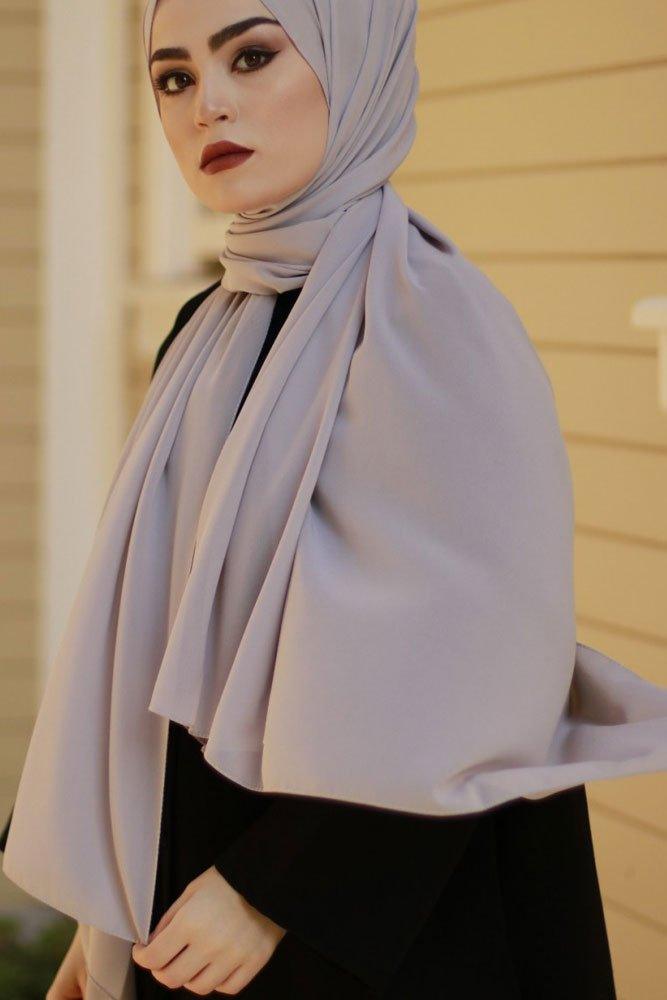 Crepe Grey scarf - ANNAH HARIRI