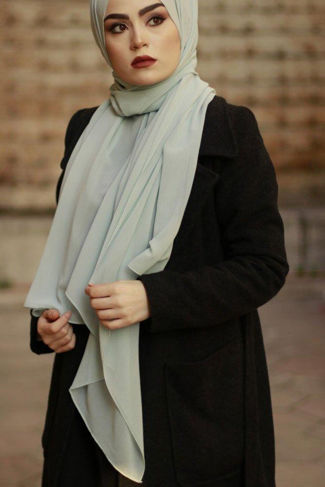 Crepe Light Grey scarf - ANNAH HARIRI