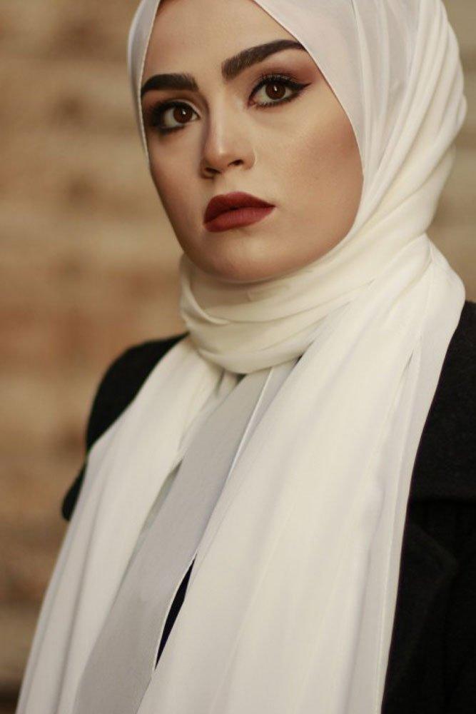 Crepe White scarf - ANNAH HARIRI