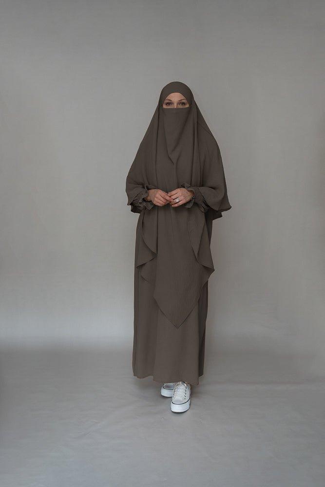 Dark Gray Two layer khimar niqab feature - ANNAH HARIRI