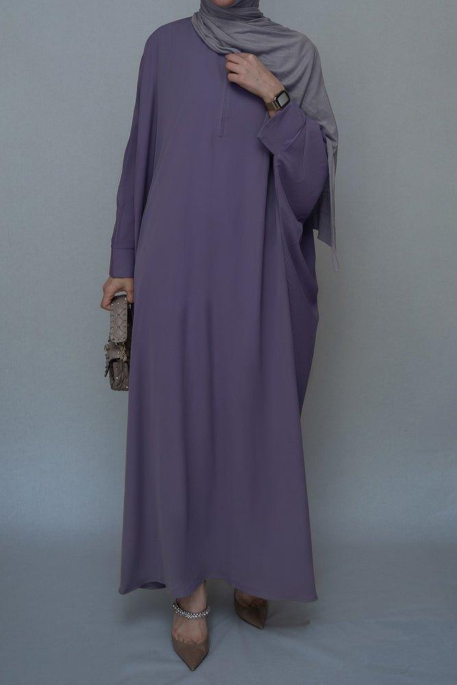 Dark Grey Batwing sleeve abaya for Hajj Umrah Prayer Dress For Women - ANNAH HARIRI