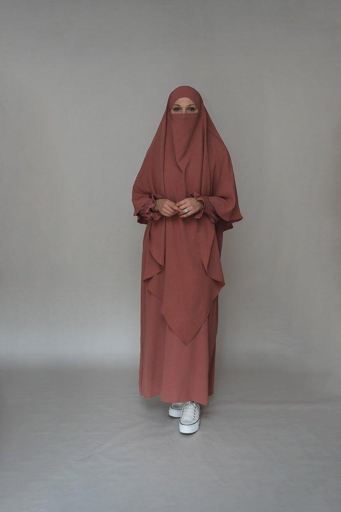 Dusty Pink Two layer khimar niqab feature - ANNAH HARIRI