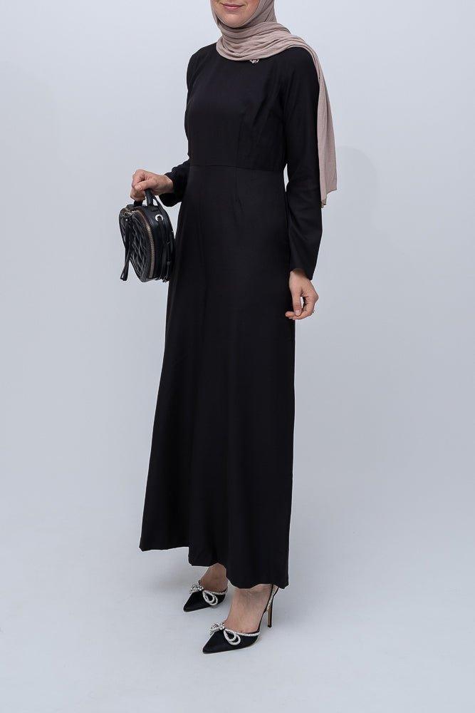 Elsiee modest jumpsuit with loose palazzo pants in classic black - ANNAH HARIRI