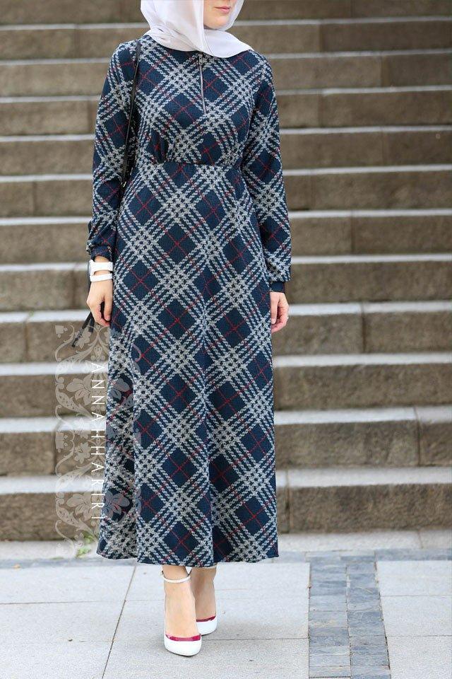 Jersey Plaid Dress - ANNAH HARIRI