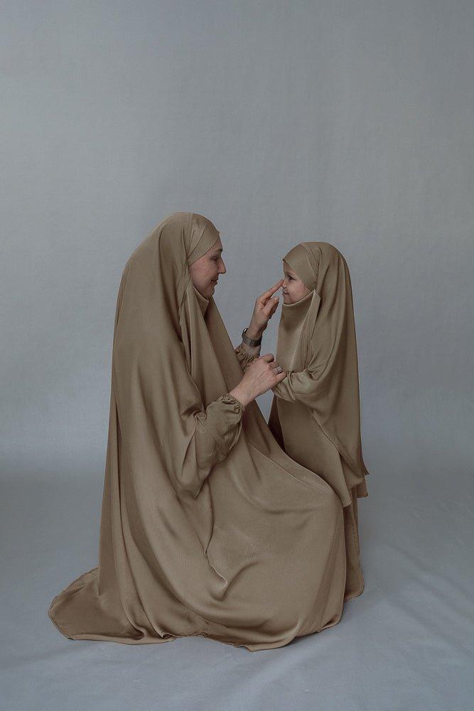 Khaki Adult prayer gown from "Mommy and Me" Prayer Khimar collection - ANNAH HARIRI