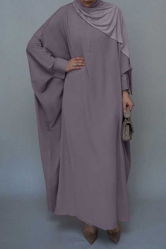 Lavender Batwing sleeve abaya for Hajj Umrah Prayer Dress For Women - ANNAH HARIRI