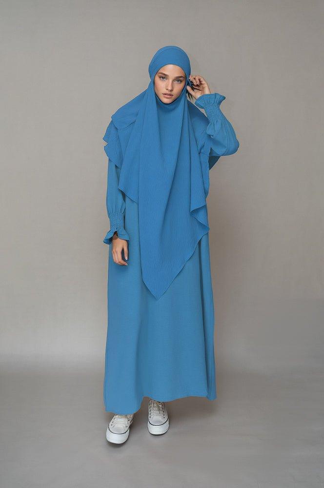 Light Blue prayer gown umrah abaya dress non-wrinkling - ANNAH HARIRI